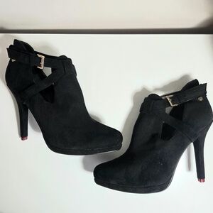 Black Suede LOVE MOSCHINO High Heel Booties SZ 38